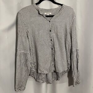 GINGHAM BUTTON-UP BLOUSE